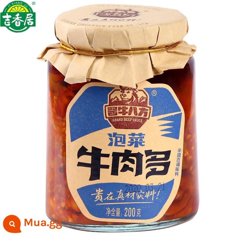 Bò sốt Jixiangju mọi hướng 200g*4 chai Tiêu rừng, tiêu xanh, nấm đông cô, măng giòn, kim chi, nấm đông cô, thịt bò nguyên vị - Thịt bò kim chi 200g*2 chai thêm