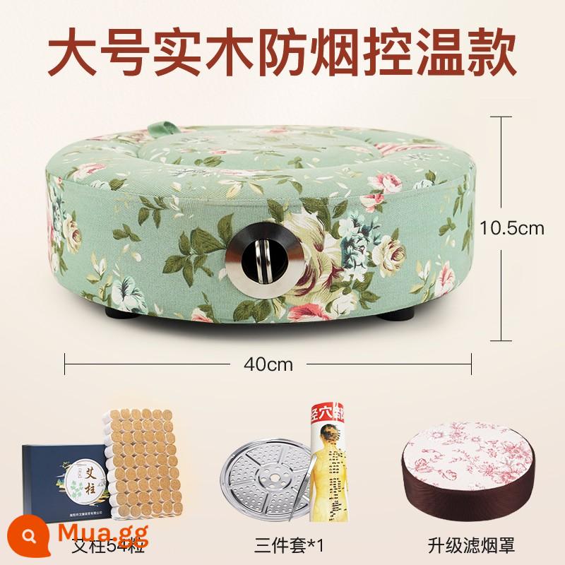 Dụng cụ đốt ngồi futon hộp gia đình dụng cụ khử trùng cung điện hộp moxib phỏng lạnh di động thiết bị đốt toàn thân hông khử trùng phân phụ khoa - Gỗ nguyên khối lớn [kiểm soát nhiệt độ chống khói + 54 hạt moxa nguyên chất] xanh + quà tặng * 4