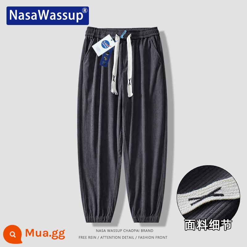 Nasa Wassup thẳng quần âu nam và nữ xếp nếp rời lau quần tây quần Plus nhung quần thể thao - 8801-Xám đậm [Xuân Thu]