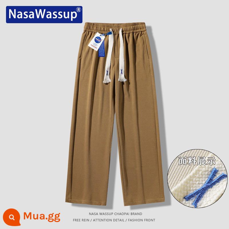 Nasa Wassup thẳng quần âu nam và nữ xếp nếp rời lau quần tây quần Plus nhung quần thể thao - Cà phê [Xuân Thu]