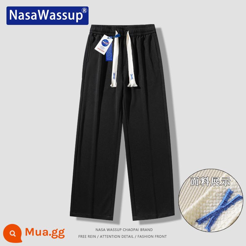 Nasa Wassup thẳng quần âu nam và nữ xếp nếp rời lau quần tây quần Plus nhung quần thể thao - Đen [Xuân Thu]