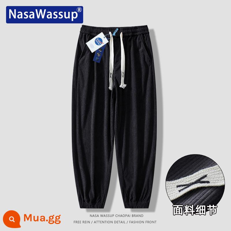 Nasa Wassup thẳng quần âu nam và nữ xếp nếp rời lau quần tây quần Plus nhung quần thể thao - 8801-Đen [Xuân Thu]