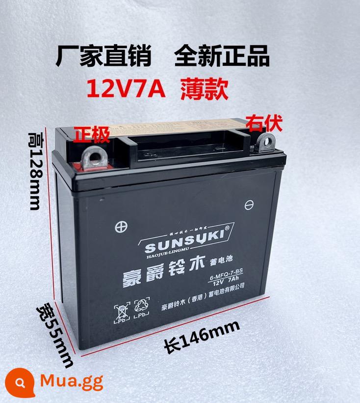 Ắc quy xe máy 12v9a ắc quy khô không cần bảo trì 125 chùm cong xe tay ga 12V ắc quy khô đa năng 7ah - Cực dương phần mỏng 12V7A bên trái