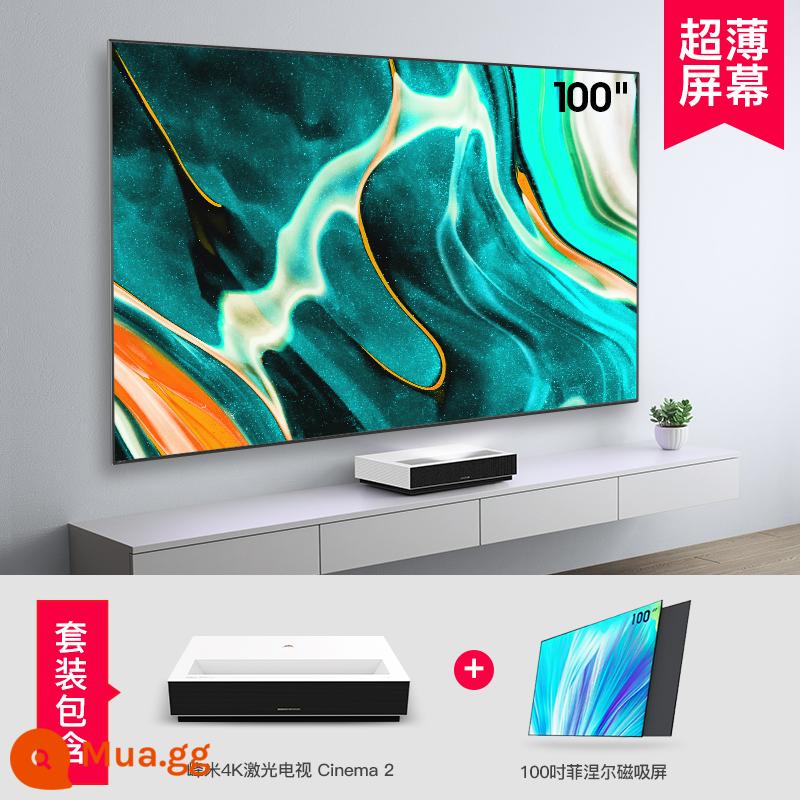 [Bùng nổ TV laser] Fengmi 4K laser TV Cinema 2 máy chiếu laser HD 100 inch gia đình máy chiếu tiêu cự siêu ngắn phòng khách phòng ngủ rạp hát gia đình thông minh - Bộ màn hình siêu mỏng (máy chủ + màn hình từ tính Fresnel 100 inch)