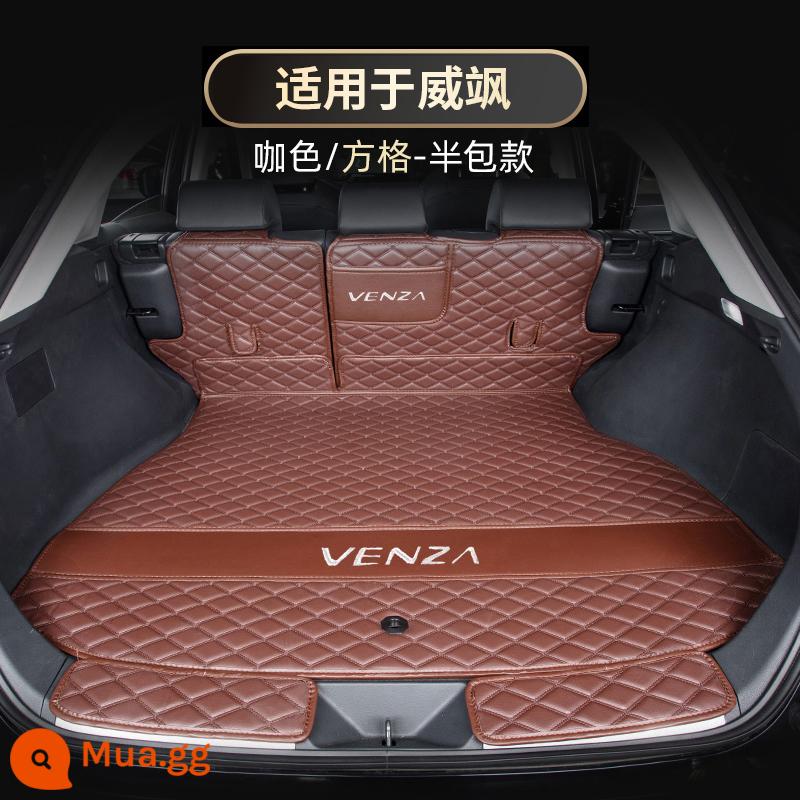 Dành riêng cho Toyota Venza Thảm cốp bao quanh đầy đủ Thảm cốp sau Thảm trang trí nội thất ô tô Phụ kiện sửa đổi đồ dùng ô tô - [Toyota Vesa] Kiểu ca rô [nửa túi thảm cốp cà phê] (phim âm bản + tựa lưng)