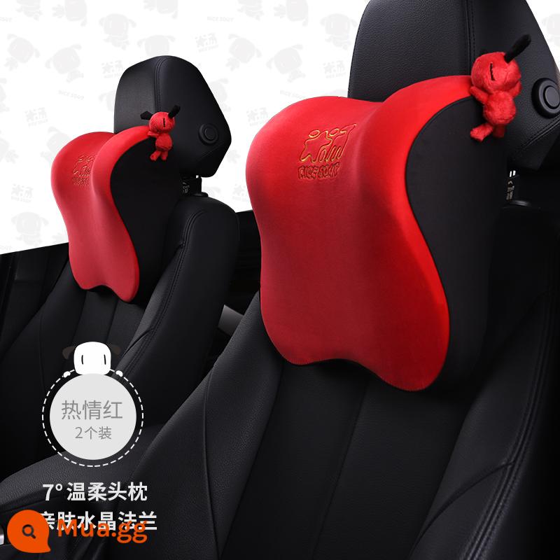 Gối love car house car gối cổ gối ghế ô tô đôi bông nhớ thắt lưng cao cấp dễ thương - Tựa đầu*2 Màu đỏ đam mê [Flannel] Hỗ trợ lắp bông Diatom Space