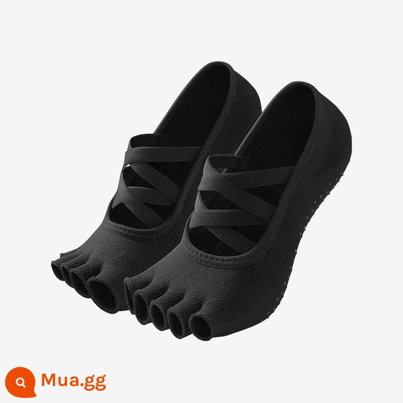 Giữ Hàng Đầu Store Yoga Tất Chống Trơn Trượt Tất Chuyên Nghiệp Nữ 5 Ngón Tất Tập Thể Dục Thể Thao Pilates Tất Ngón Chân - Tất tập yoga hở mũi kiểu quai ngang màu đen [1 đôi]