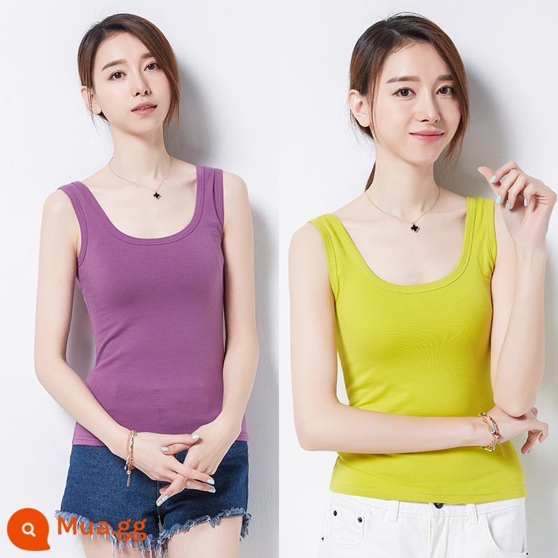 Yếm Nữ 2023 Mới Cotton Đen Phiên Bản Hàn Quốc Mỏng Phù Hợp Với Tất Cả Các Trận Đấu Thường Ngày Bên Trong Mùa Xuân Đáy Áo - tím + vàng