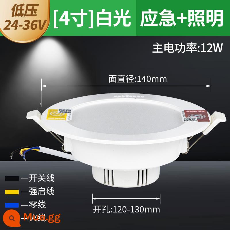 Đèn khẩn cấp chữa cháy âm trần led trung tâm mua sắm kênh tích hợp nhúng giấu điện chiếu sáng 24V điện áp thấp - 24-36V12W khoan 12-13cm + chiếu sáng khẩn cấp