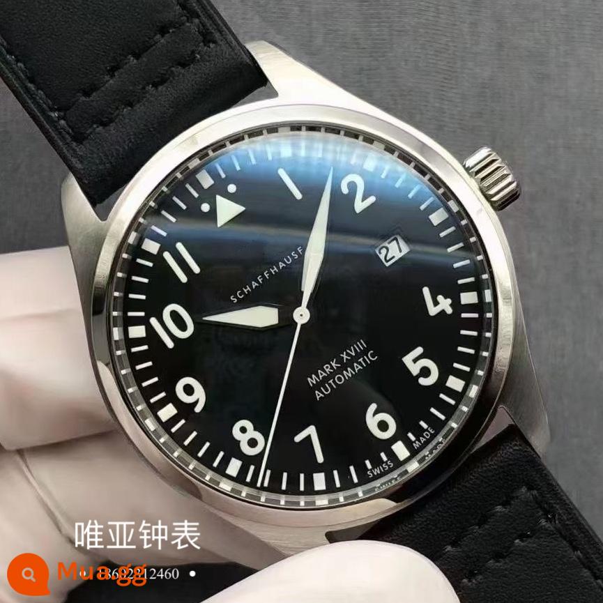 Bộ phim giống với Hoàng tử bé Mark XVIII Pilot Case Case Dây đeo Kim đen Được trang bị Bộ máy 2824 2892 - Vỏ màu đen + bộ máy Thụy Sĩ được lắp ráp thành đồng hồ