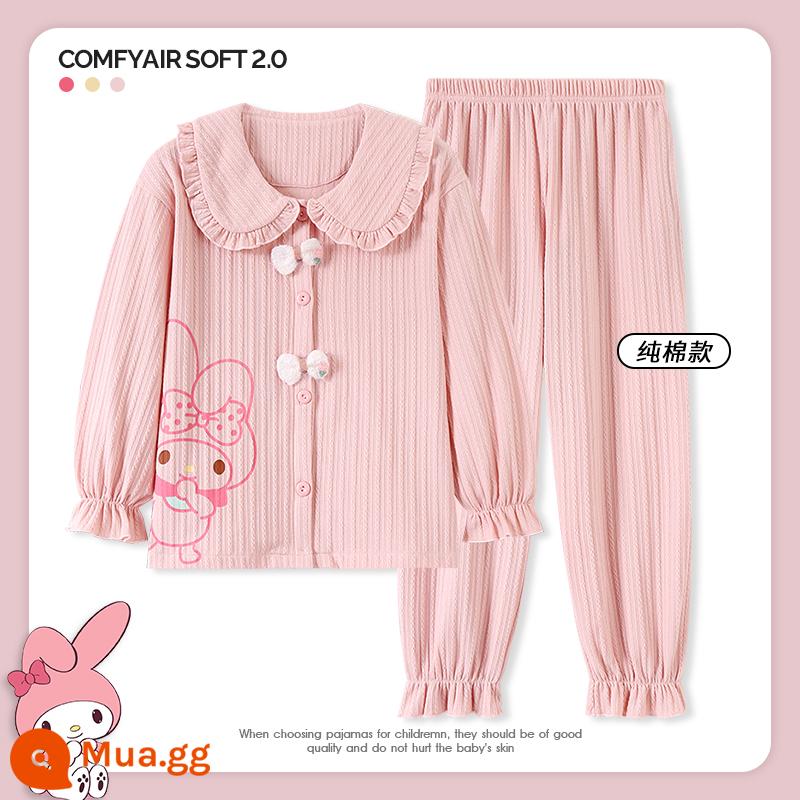 Bộ Đồ Ngủ Bé Gái Mùa Thu Dài Tay Cotton Nguyên Chất 2023 Bộ Đồ Bé Gái Mới Internet Người Nổi Tiếng Quần Áo Thu Đông Trẻ Em Lớn Quần Áo Ở Nhà Mùa Thu Đông - SDM23018 Melo Nhỏ