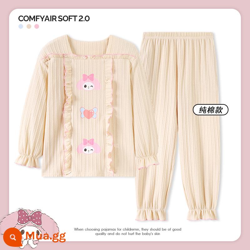 Bộ Đồ Ngủ Bé Gái Mùa Thu Dài Tay Cotton Nguyên Chất 2023 Bộ Đồ Bé Gái Mới Internet Người Nổi Tiếng Quần Áo Thu Đông Trẻ Em Lớn Quần Áo Ở Nhà Mùa Thu Đông - SDM23020 Melo nhỏ