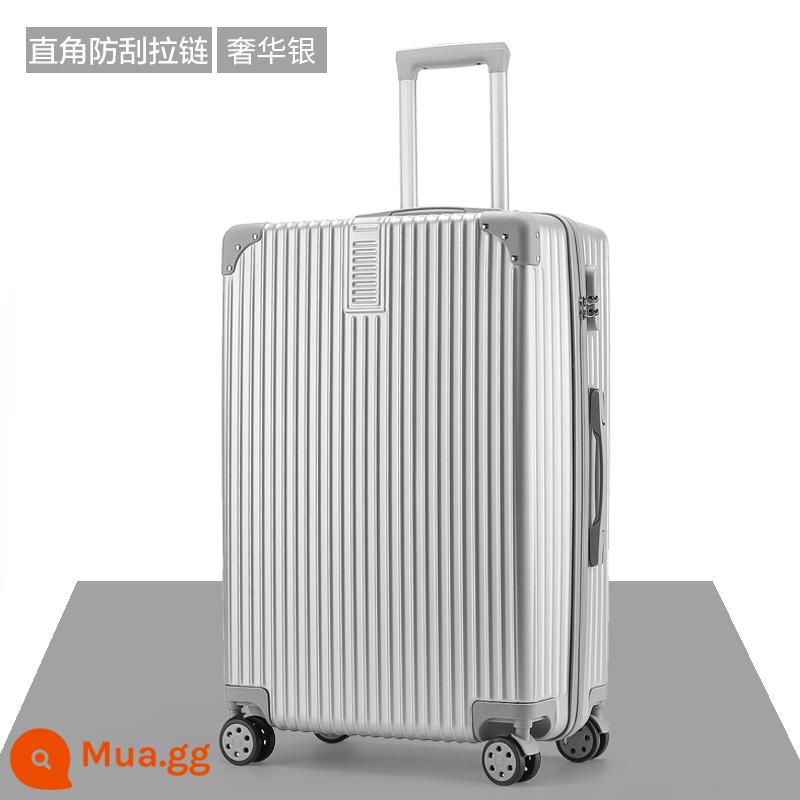 Vali bé trai sức chứa lớn 20 inch xe đẩy học sinh nữ 2022 vali da du lịch mới 24 mật khẩu bền đẹp - Khóa kéo góc phải dày dặn/bạc sang trọng