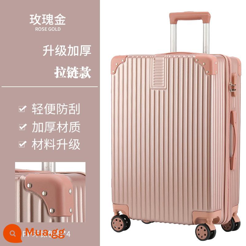 Vali bé trai sức chứa lớn 20 inch xe đẩy học sinh nữ 2022 vali da du lịch mới 24 mật khẩu bền đẹp - Dây kéo dày màu vàng hồng được nâng cấp