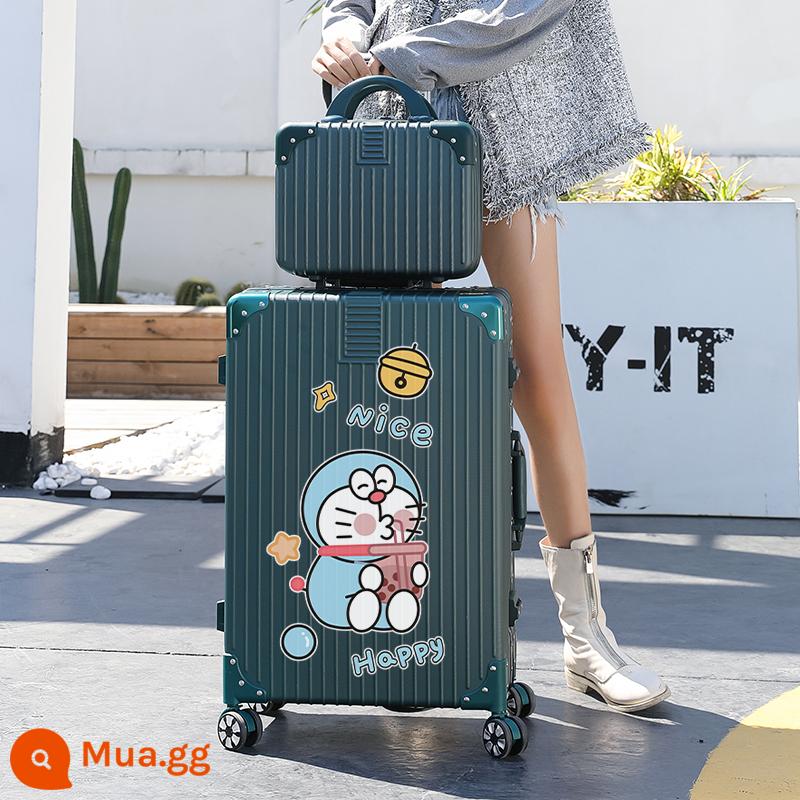 Vali Nữ 2022 Mới 20 Inch Xe Đẩy Nhỏ Sinh Viên Du Lịch Mật Khẩu Bao Da Nam Công Suất Lớn Bền Đẹp - Mẹ Con Khung Nhôm Đêm Xanh/Trà Sữa Xanh Béo