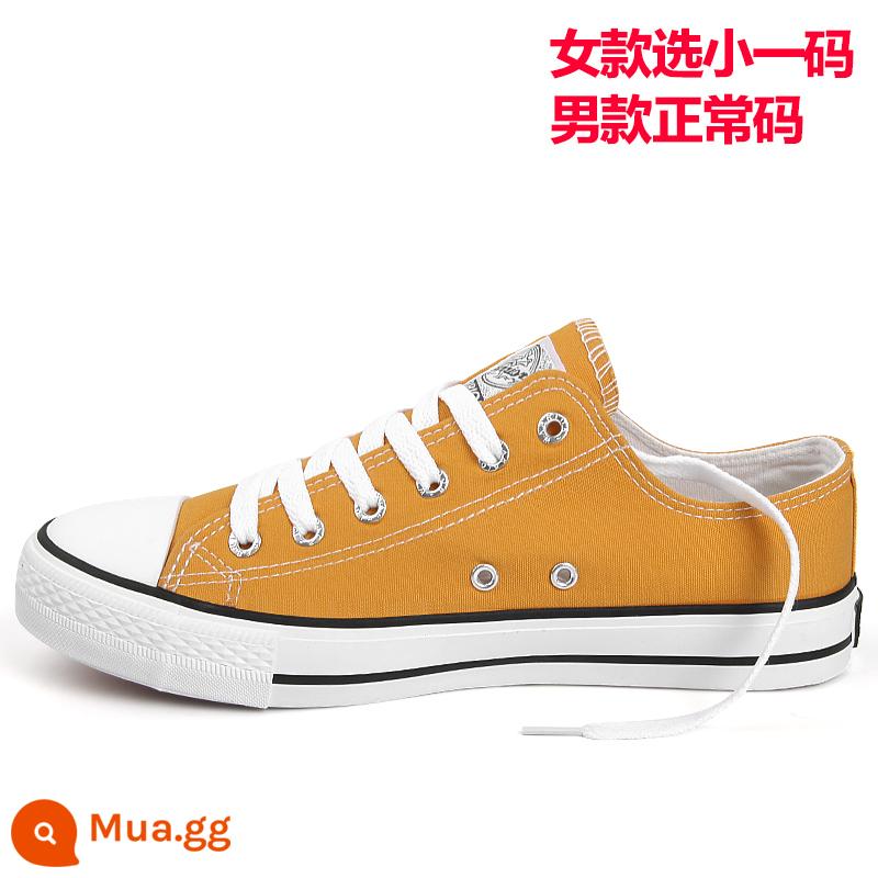 Kéo Lưng Ống Cao Giày Vải Nam Mùa Hè Mới 2023 Giày Thoáng Khí Nam Giày Sneaker Nữ Màu Xanh Giày Vải - Phong cách cổ điển thấp màu vàng đất