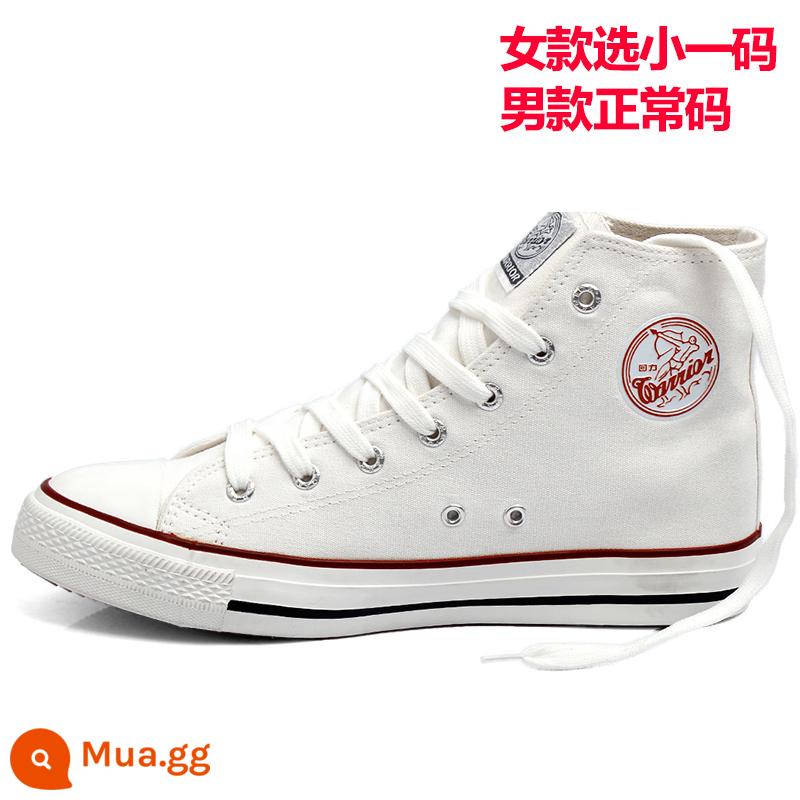 Kéo Lưng Ống Cao Giày Vải Nam Mùa Hè Mới 2023 Giày Thoáng Khí Nam Giày Sneaker Nữ Màu Xanh Giày Vải - Ống cao màu trắng phong cách cổ điển