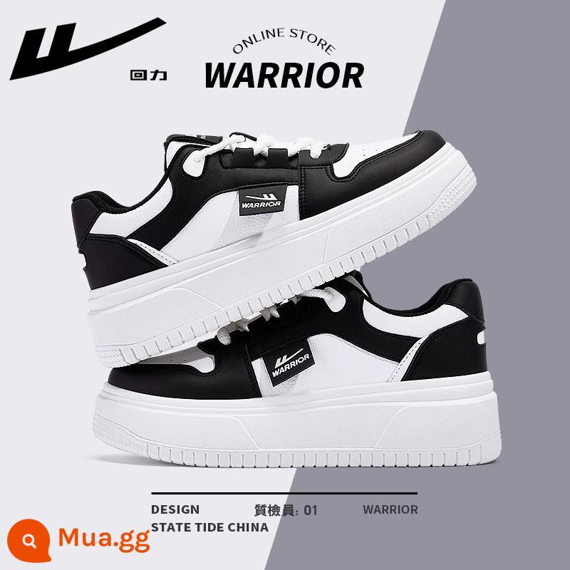 Giày nữ pull back giày trắng nữ 2023 mới mùa thu giày trắng nữ thể thao đa năng giày sneaker nữ mẫu - Trắng đen [1358] - Đáy dày 5CM