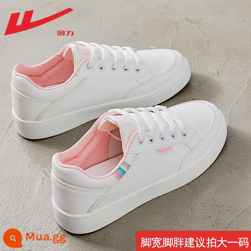 Giày nữ pull back giày trắng nữ 2023 mới mùa thu giày trắng nữ thể thao đa năng giày sneaker nữ mẫu - Bột màu trắng [mẫu chống thấm bề ​​mặt da] (thu thập và mua để nhận đế) Hàng có sẵn