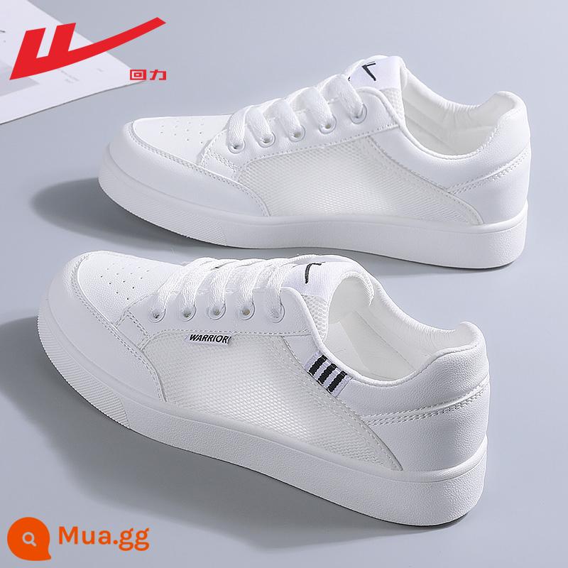 Giày nữ pull back giày trắng nữ 2023 mới mùa thu giày trắng nữ thể thao đa năng giày sneaker nữ mẫu - Trắng và đen [kiểu lưới thoáng khí] làm sẵn