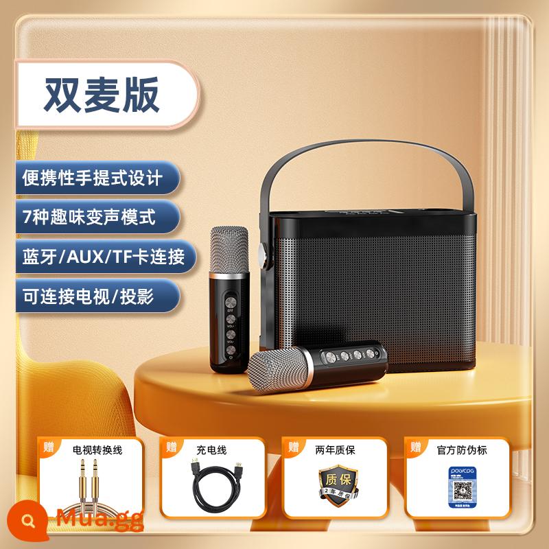 Bộ Âm Thanh Gia Đình KTV KaraokeAll Home K Song Micro Không Dây Bluetooth Micro Hát Hát Trọn Bộ - Micro kép [đen] cầm tay di động ★ âm thanh vòm ★