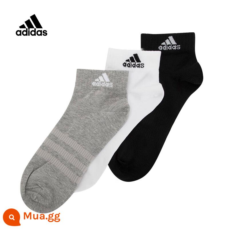 Vớ Adidasadidas Đồ nam và Phụ nữ vớ Thể thao 2022 Summer Thin Basketball vớ chạy tất - [Phong cách mỏng thùng ngắn] Ba cặp đen, trắng và xám