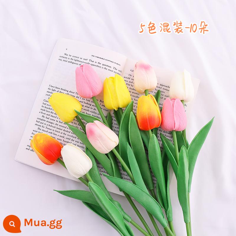 Tulip hoa giả mô phỏng hoa trang trí trang trí nhà phòng ngủ phòng khách bàn ăn sắp xếp khô bó hoa đạo cụ chụp ảnh - Mười gói năm màu để trộn và kết hợp