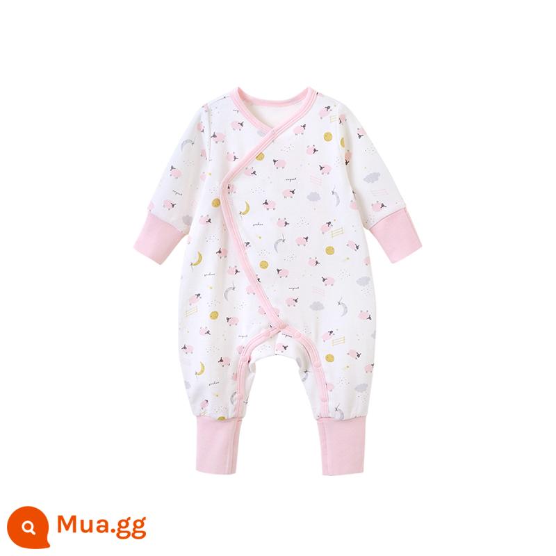 Quần áo trẻ em người Anh Sairou áo liền quần lụa mùa xuân và mùa thu jumpsuit sơ sinh bé trai và bé gái quấn chân bé mùa thu và mùa đông mới - Bột pha lê YLHAJ01030A (52-59 có chân)