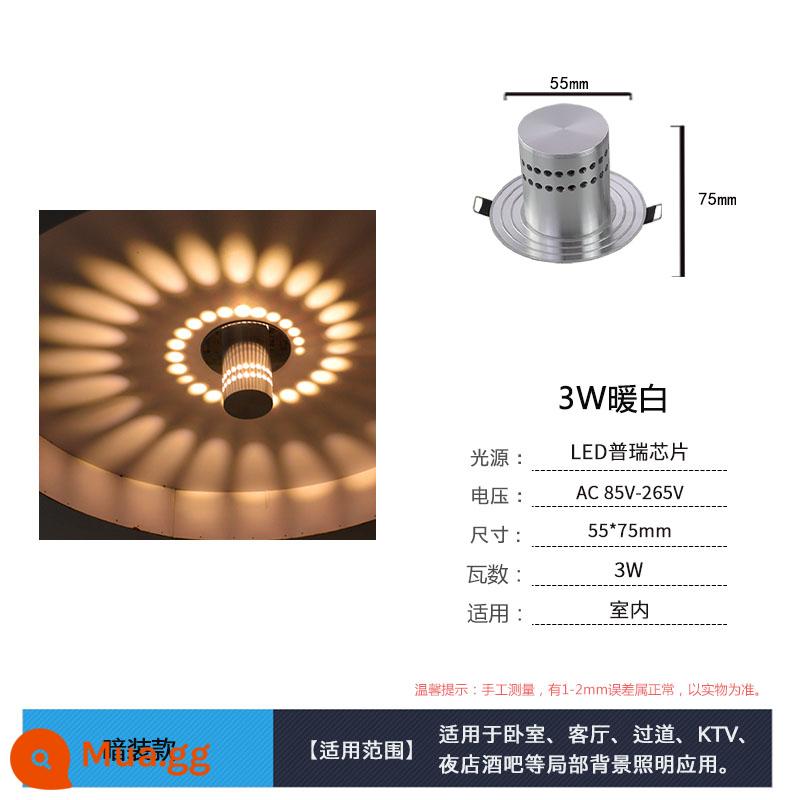 Đèn LED Sáng Tạo Hành Lang Hiên Lối Đi Đèn Phòng Khách Phòng Ngủ Đầu Giường Nền Thanh Đèn KTV Hành Lang Đèn Tường Trang Trí - Lắp đặt giấu trắng ấm 3W