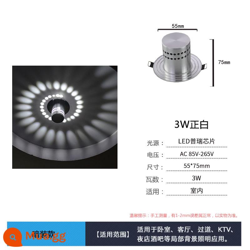 Đèn LED Sáng Tạo Hành Lang Hiên Lối Đi Đèn Phòng Khách Phòng Ngủ Đầu Giường Nền Thanh Đèn KTV Hành Lang Đèn Tường Trang Trí - Cài đặt giấu trắng tinh khiết 3W