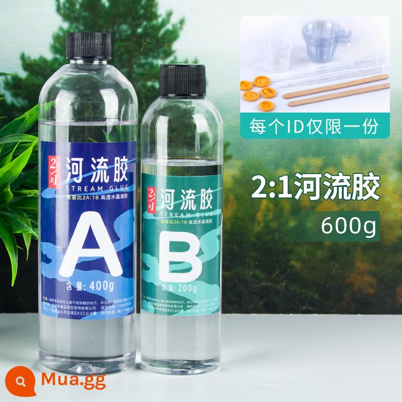 Nhựa Epoxy AB keo sông bàn thùng cao pha lê trong suốt keo handmade tự làm chất liệu mẫu hổ phách sản xuất - [2:1]Keo bôi trơn sông siêu trong 600g