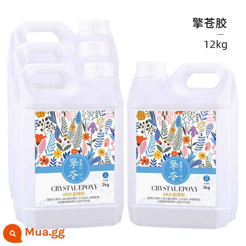 Nhựa Epoxy AB keo sông bàn thùng cao pha lê trong suốt keo handmade tự làm chất liệu mẫu hổ phách sản xuất - (Nâng cấp) Keo dán bàn sông có độ thấm cao Keo nhựa epoxy Qingcang 12kg + bộ dụng cụ