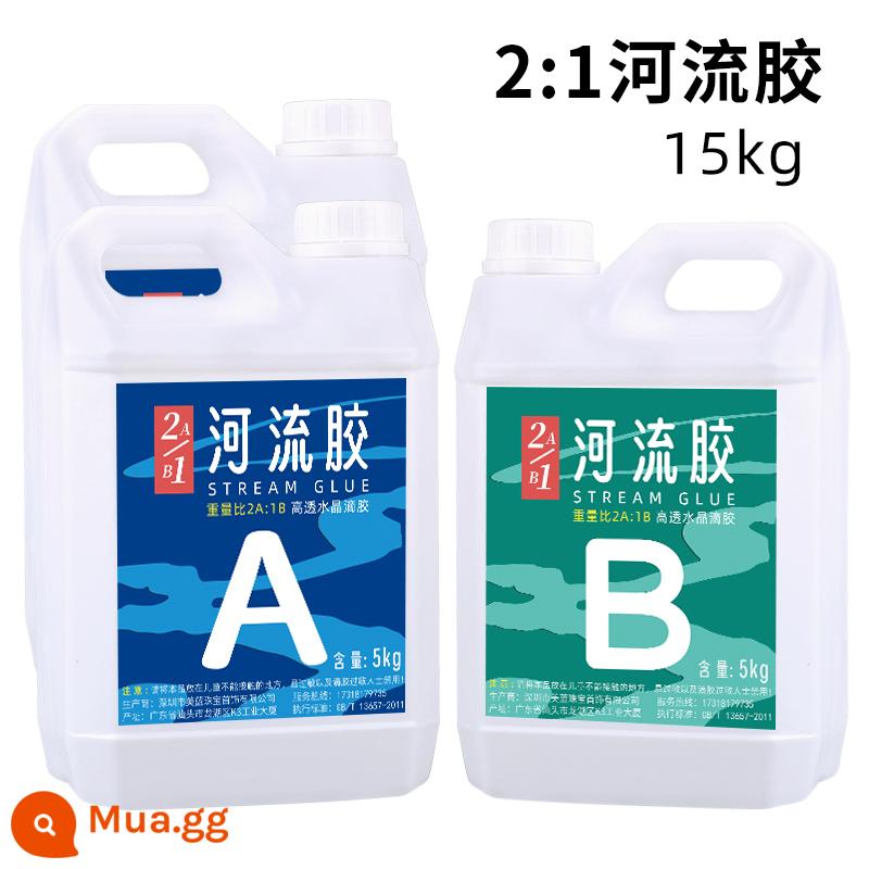 Nhựa Epoxy AB keo sông bàn thùng cao pha lê trong suốt keo handmade tự làm chất liệu mẫu hổ phách sản xuất - [2:1]Keo bôi trơn sông siêu trong 15kg