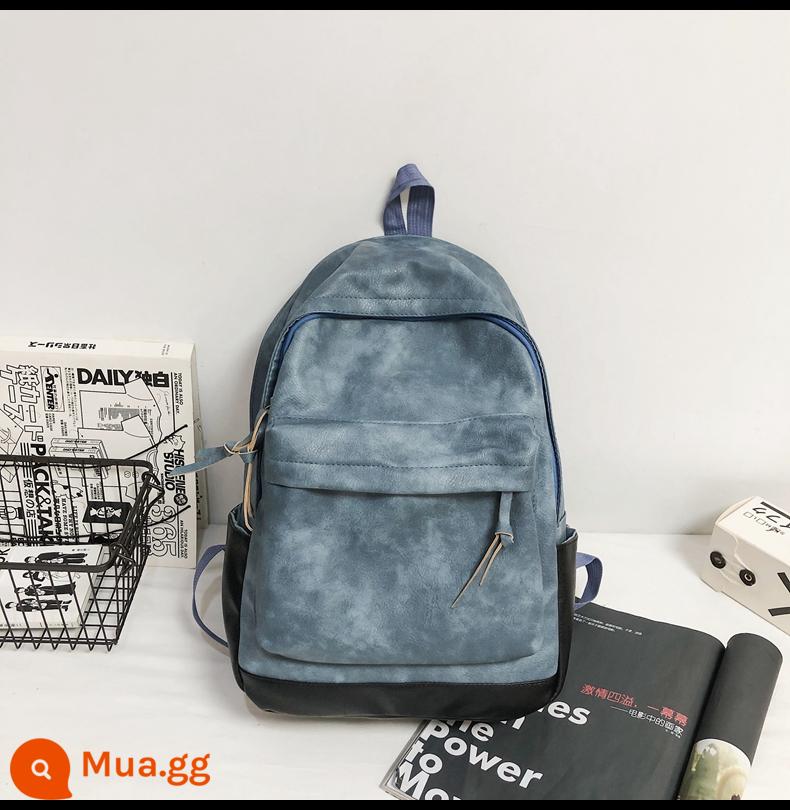 Ba lô nam ins thời trang hợp thời trang thương hiệu da PU ba lô nam học sinh trung học đại học schoolbag giản dị tất cả các trận đấu túi máy tính - màu xanh da trời