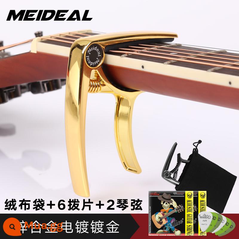 Cao cấp khắc dân gian đàn guitar chuyển vị clip kép ukulele đổi chỉnh clip chuyển vị phụ kiện đàn guitar - Capo kim loại mạ vàng MC10 [tặng kèm túi nhung + 1 dây + 2 dây + pick*6]