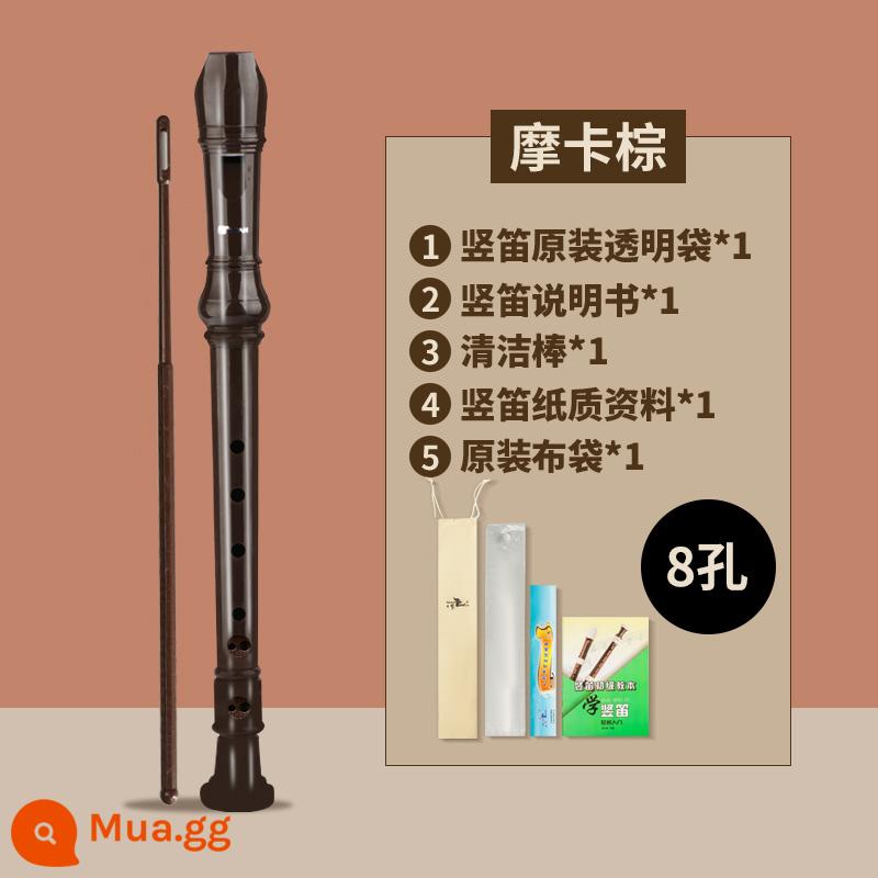 Swan Flute 8 lỗ 6 lỗ 6 lỗ, học giả đầu tiên, trẻ em, sáu hố tám tiếng sáo học sinh học nhạc cụ - Mocha nâu 8 lỗ + túi vải + giấy thông tin