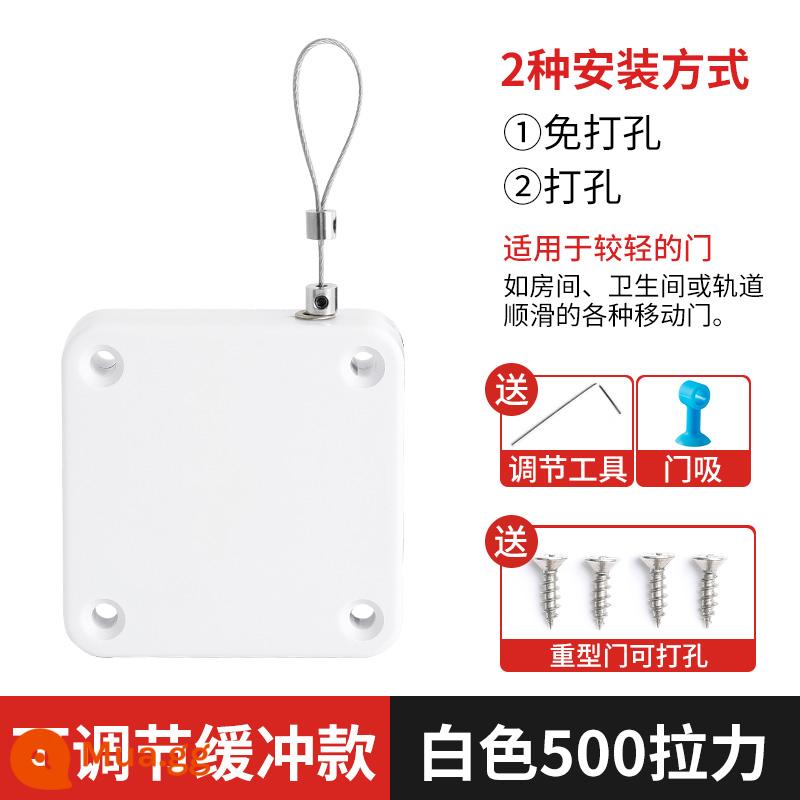 Tự động đóng cửa không đục lỗ thủy lực hộ gia đình cửa gỗ gần hơn đệm sắt kéo dây đóng đẩy cửa trượt hiện vật - kéo 500 màu trắng