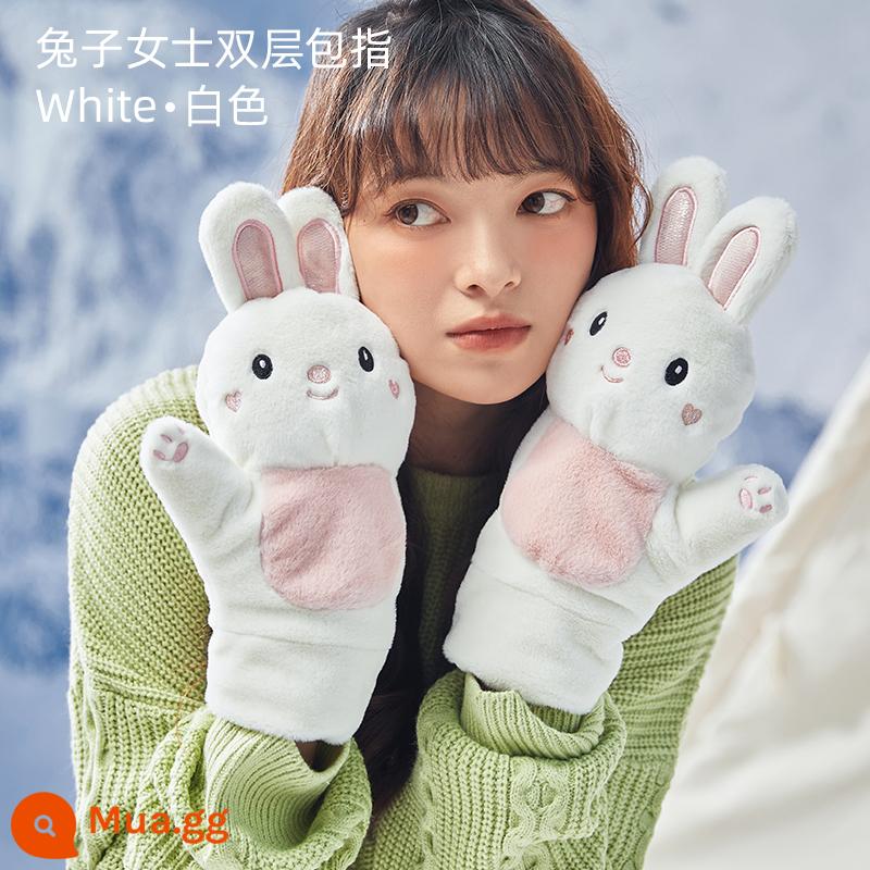 Găng Tay Mùa Đông Cho Nữ Ấm Áp Dày Sang Trọng Đi Xe Đạp Găng Tay Cotton Chống Gió Lạnh Ngón Tay Học Sinh Dễ Thương Phiên Bản Hàn Quốc Tất Hợp Thời Trang - Trắng [thỏ dễ thương]