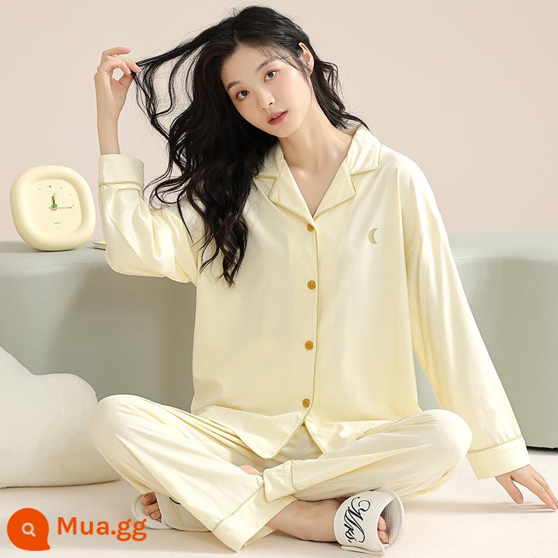 Bộ đồ ngủ nữ mùa xuân và mùa thu dài tay cotton nguyên chất mùa hè mới 2023 cỡ lớn mùa đông và mùa đông có thể mặc bên ngoài phù hợp với dịch vụ tại nhà - 34769-Mơ nhạt