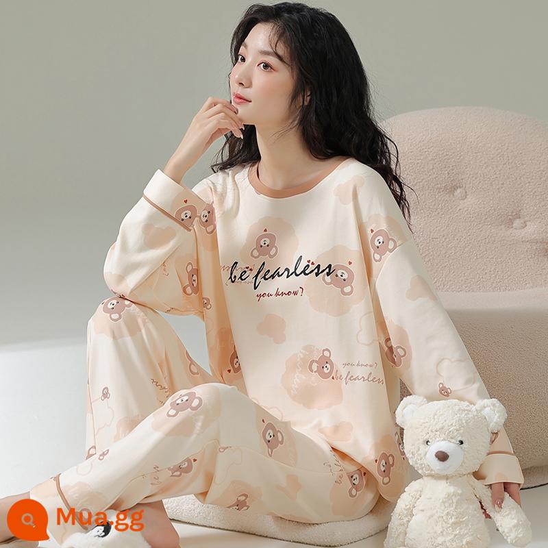 Bộ Đồ Ngủ Nữ Xuân Thu Dài Tay Cotton Nguyên Chất 2023 Mới Dễ Thương Cho Bé Gái Mùa Hè Mỏng Phong Cách Mặc Ở Nhà - 23614