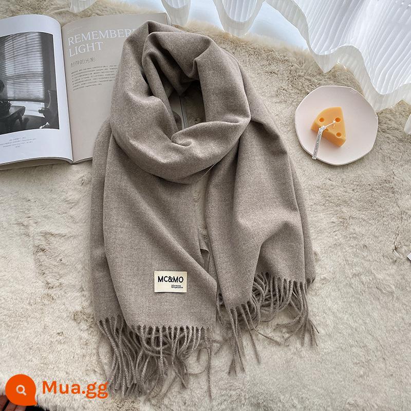 2022 mới đồng màu khăn nữ mùa đông dày giả khăn choàng cashmere đôi cặp đôi dệt kim ấm khăn đa năng - Cà phê gai dầu số 29