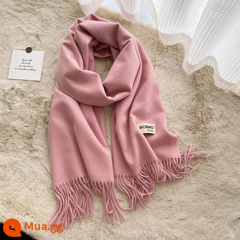 2022 mới đồng màu khăn nữ mùa đông dày giả khăn choàng cashmere đôi cặp đôi dệt kim ấm khăn đa năng - Phấn em bé số 10