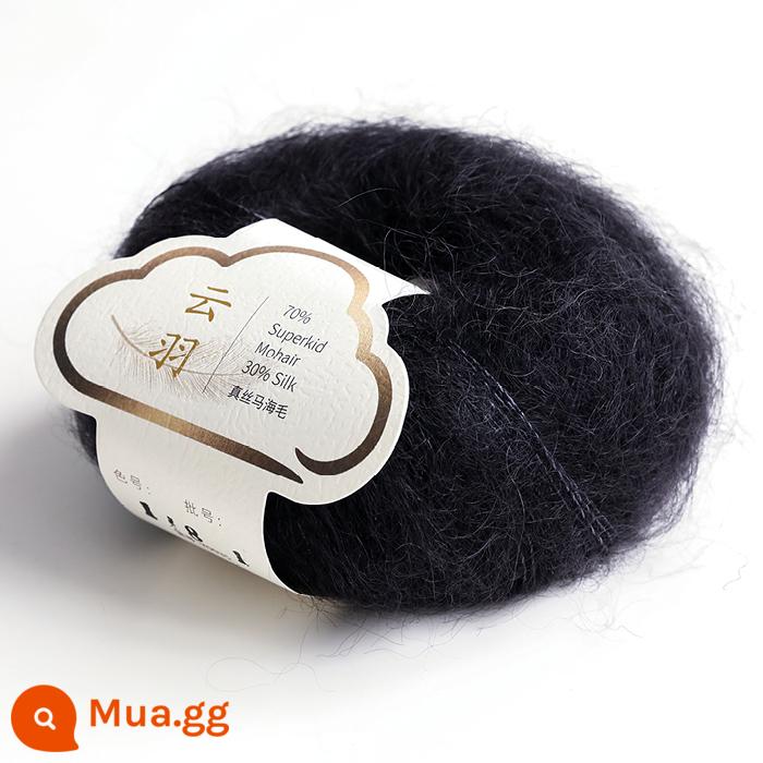 [Yunyu] lụa mohair len 70 mohair trẻ Nam Phi 30 sợi len dệt kim thủ công bằng tay - 118 màu đen tuyền