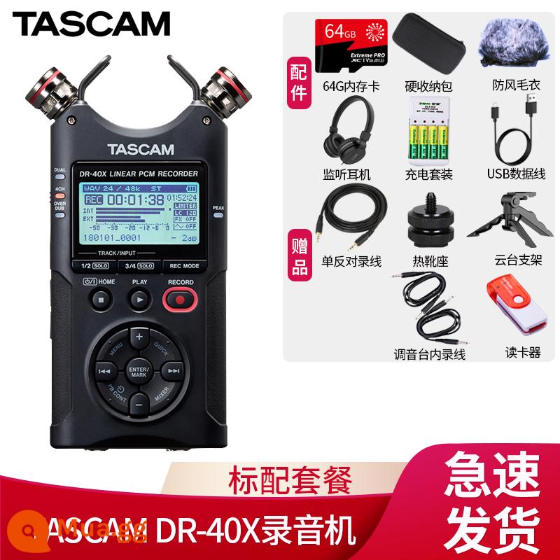 Tascam Ghi Pen DR-40X DR40X Trình trộn ghi âm nội bộ Ghi âm cơ hội Phỏng vấn Lớp học Ghi âm lớp học - Gói tiêu chuẩn