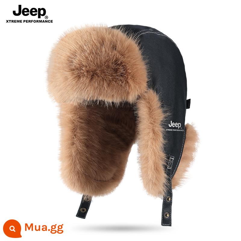 Jeep Nam Lôi Phong Mũ Nam Mùa Đông Ấm Áp Đi Xe Đạp Xe Điện Chống Gió Và Chống Lạnh Mũ Cotton Dày Nữ mũ Nam - Màu đen - lông cáo giả nhẹ nhàng và phong cách mềm mại