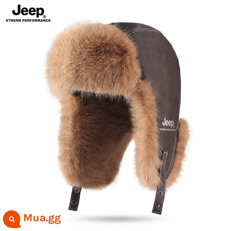 Jeep Nam Lôi Phong Mũ Nam Mùa Đông Ấm Áp Đi Xe Đạp Xe Điện Chống Gió Và Chống Lạnh Mũ Cotton Dày Nữ mũ Nam - Màu nâu - giả lông cáo nhẹ nhàng, kiểu dáng mềm mại