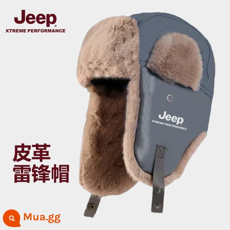 Jeep Nam Lôi Phong Mũ Nam Mùa Đông Ấm Áp Đi Xe Đạp Xe Điện Chống Gió Và Chống Lạnh Mũ Cotton Dày Nữ mũ Nam - Da giả màu xám đậm