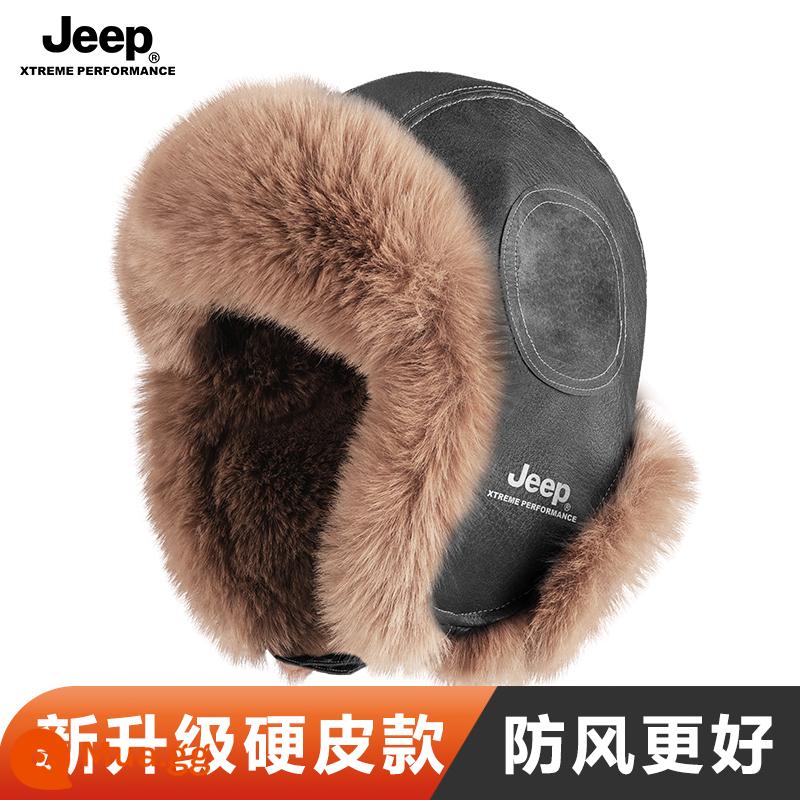 Jeep Nam Lôi Phong Mũ Nam Mùa Đông Ấm Áp Đi Xe Đạp Xe Điện Chống Gió Và Chống Lạnh Mũ Cotton Dày Nữ mũ Nam - Đen - Mẫu da cứng mới nâng cấp, chống gió tốt hơn