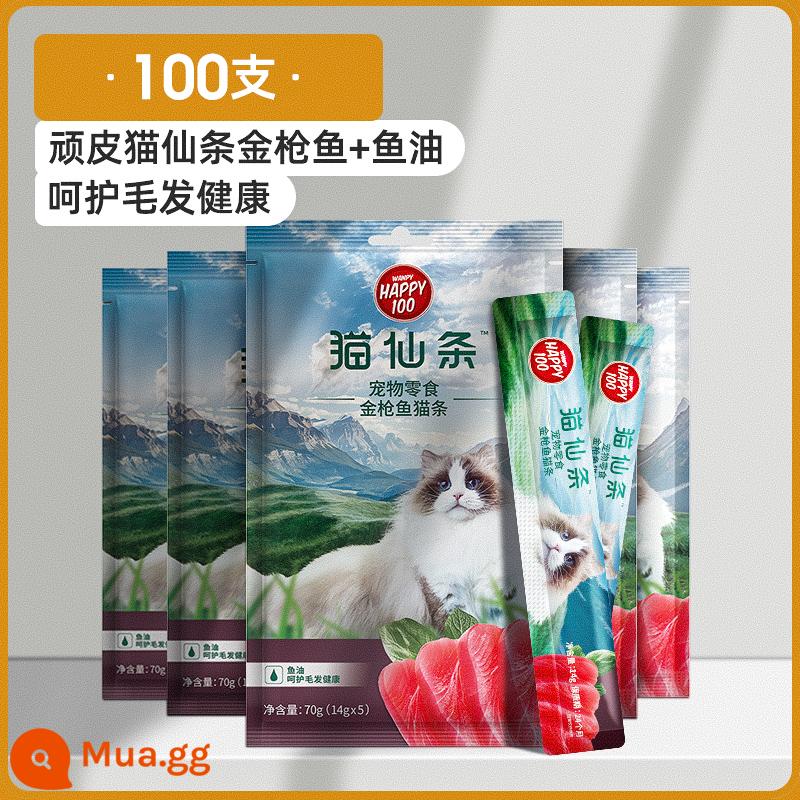 Mèo dải 100 miếng mèo mèo đồ ăn vặt nghịch ngợm khịt mũi mút không có chất dẫn dụ mèo con nguồn cung cấp đóng hộp đầy đủ hàng đầu cửa hàng - [Ra mắt sản phẩm mới] Cá ngừ Senji mèo nghịch ngợm + Dầu cá 100 miếng