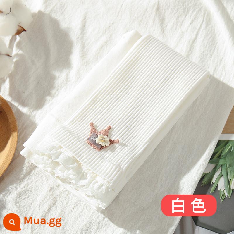 Quần trong trẻ em dành cho bé gái mùa xuân thu đông chất liệu cotton nguyên chất dày vừa phải nhung mỏng dành cho bé gái cộng với quần nhung dày bên ngoài - Trắng [quần bên trong vương miện]